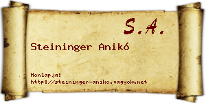 Steininger Anikó névjegykártya